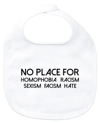 Produktbild von Huuraa Baby Lätzchen No Homophobia Racism Hate White Klettverschluss  Baumwolle Latz Geschenkidee