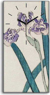 Produktbild von Dekor Leinwand Uhr Wandbilder Geräuschlos 30x60 Malerei Asiatische Blumen - schwarze Hände