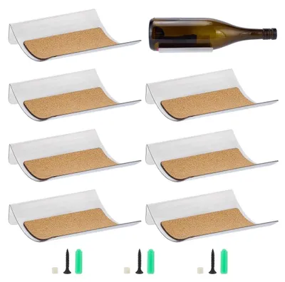 Produktbild von Omgoods - Wandmontierter Weinkeller - 8 Stück - Edelstahl - Flaschenhalter - Metallablage - Ideal für kleine Räume - 12,7 x 10,3 x 3,1 cm