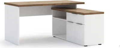 Immagine prodotto di Dmora Scrivania Belpasso 120x140x75h cm Bianco Lucido, 2 Ante un Cassetto  Italy