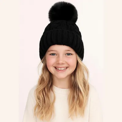 Image de Bonnet d'hiver Minoti, couleur noire, taille 146-164, pour filles