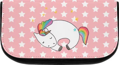 Produktbild von Mr. & Mrs. Panda Kosmetiktasche Einhorn Nacht - Rot Pastell - Geschenk, Schminktasche klein, Unicorn, Traum, Realität, Kulturbeutel, kosmetiktäschchen, Make-Up Tasche