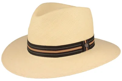 Breiter Panamahut Streifen-Band & UV-Schutz 50 von Hut-Breiter in beige