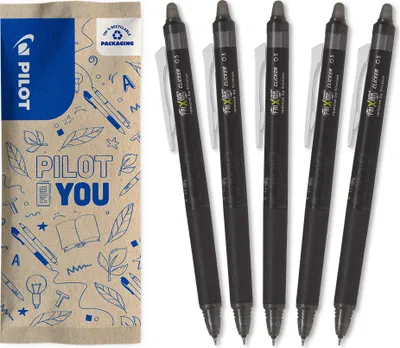 Produktbild von PILOT FriXion Point Clicker 0.5 Tintenroller - 5er Set, radierbar, Farbe Schwarz