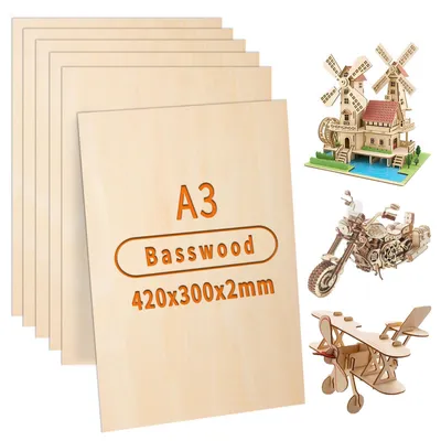 Obrázok produktu pre 420x300 mm, výška 2 mm, viacvrstvový preglejka, 10 kusov, vhodná na remeselné práce a laserové projekty