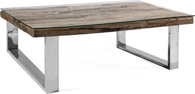 Produktbild von Couchtisch Stanton 100x100x40cm Metallgestell mit Tischplatte aus Holz und Glas