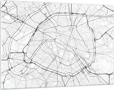 Produktbild von Bilder auf glas - Einteilig - Stadt Karte Paris - 120x80cm - Glasbilder - Wandbilder - Bilder - zum Aufhängen bereit - Wanddekoration aus Glas - Glas Bilder - Wandbild auf Glas - GAA120x80-4868
