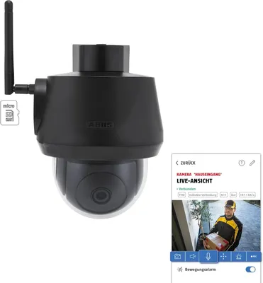 Produktbild von ABUS PPIC52520B, IP-Sicherheitskamera, Draußen, Verkabelt & Kabellos, Wand, Schwarz, Dome