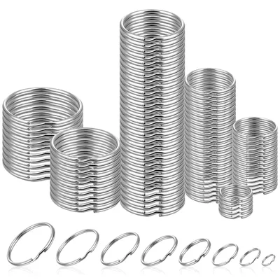 Produktbild von Schlüsselringe - 100 Stück in 8 Größen von 15 bis 50 mm - für DIY Anhänger - 15/20/25/30/35/40/45/50 mm