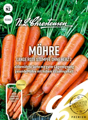 Artikelbild 1 von 'Möhren Lange rote stumpfe ohne Herz 2' aus der Kategorie Möhrensamen