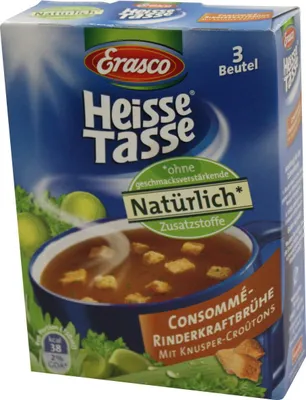 Produktbild von Erasco Heisse Tasse Rinderkraftbrühe ergibt 3 x 0,15L