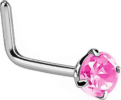 Produktbild von Nasenpiercing Stecker Nasenstecker Stift Nasen Piercing gebogen Zirkonia Kristall L-Form