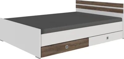 Produktbild von 120 cm Bettgestell Jugendzimmer inkl. Bettschubkästen JOHANNESBURG-43 in weiß mit Eiche Nb., B/H/T: ca. 126/71/204 cm