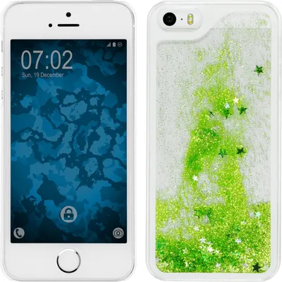 Produktbild von PhoneNatic Case kompatibel mit Apple iPhone SE 2016 (1.Gen) - Hülle grün Stardust Hard-case + 2 Schutzfolien