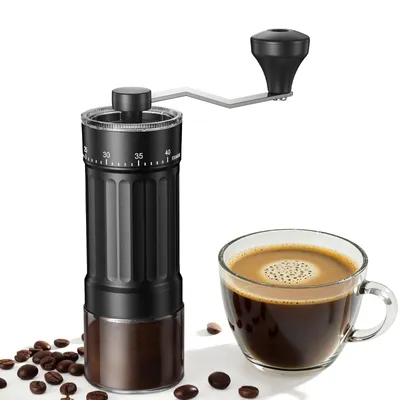 Produktbild von Mini Manuelle Kaffeemühle mit 40 einstellbaren Stufen, Tragbare Manuelle Handkaffeemühle mit 30g Kapazität, Konische Mahlwerk mit Kurbel
