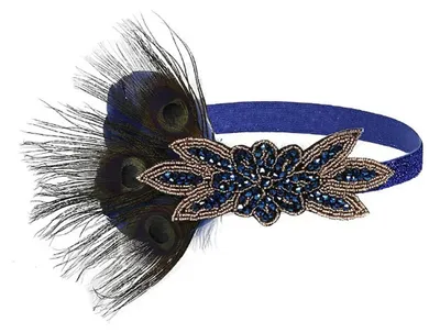 Immagine prodotto di Cerchietto blu con piume e cristalli