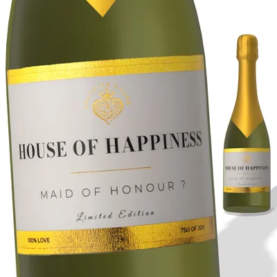 Flaschenetikett für Champagner/Sekt - Maid of Honour ? - Weiß & Gold