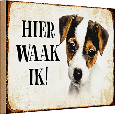 Produktbild von Holzschild Spruch 30x20cm holländisch Hier Waak ik Jack Russell Terrier Puppy