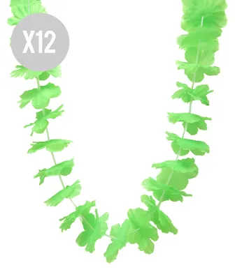 Produktbild von 12er-Pack Hawaii-Ketten grün für Erwachsene - Einheitsgröße