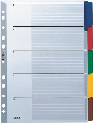 Produktbild von Register A4 160g/qm Karton blanko 5-teilig Packung mit 10 Stück