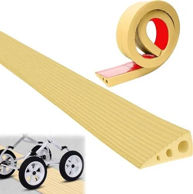 Obrázek produktu pro Rampa pro invalidní vozíky - Překonávání prahů - Protiskluzová drážka - Délka 100 cm - Hnědá barva