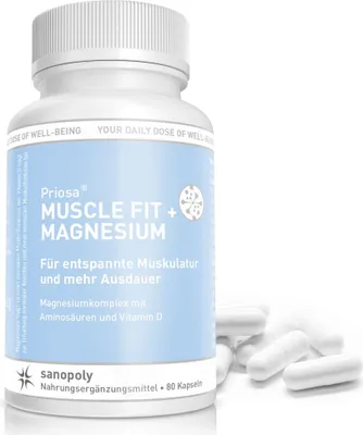 Produktbild von Sanopoly Priosa® Muscle Fit + Magnesium | 80 Kapseln | vegan
