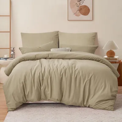 Productafbeelding van Bettenset, 220x240 cm, 3-delig, taupe kleur, microvezel