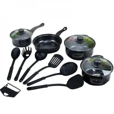 Immagine prodotto di Herzberg HG-04241: Set di pentole antiaderenti da 13 pezzi con set di cucchiai da cucina in nylon