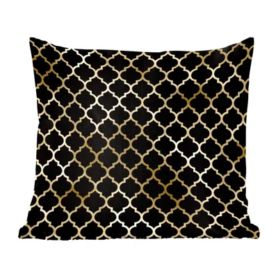 Produktbild von MuchoWow® Zierkissen Sofakissen Wohnzimmer Dekokissen 50x50 cm Muster - Gold - Schwarz - Komfort - Sofakissen