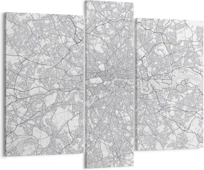 Produktbild von Bild auf Leinwand - Leinwandbild - 3 Teile - Stadt Karte London - 95x80cm - Wand Bild - Wanddeko - Wandbilder - Leinwanddruck - Bilder - Wanddekoration - Leinwand bilder - Wandbild - CB95x80-4680