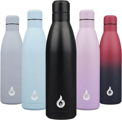 Obrázok produktu pre Fľaša na pitie 750 ml, nerezová oceľ, izolačná, Udržuje nápoje studené až 24 hodín, teplé až 12 hodín
