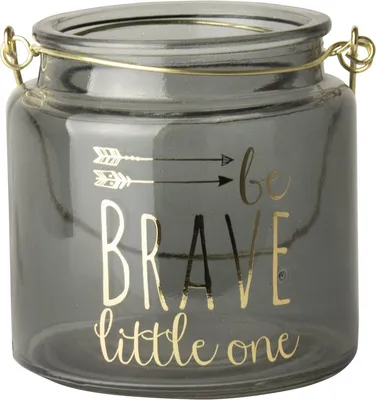 Produktbild von Gusta Glas Teelichthalter Be Brave Little One 10 cm Grau