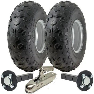 Produktbild von 19x7.00-8 ATV-Anhänger-Set P330 – straßenzugelassene Räder, 40x40-Naben, Achsstummel und Anhängerkupplung