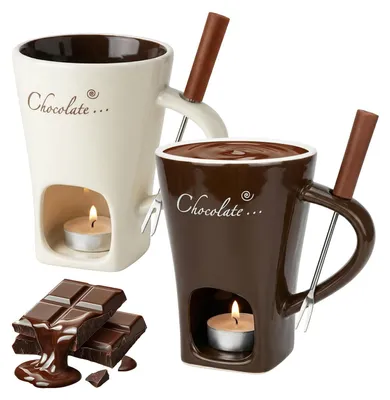 Productafbeelding van Elzusha - Set van 2 Keramische Chocoladefondue Bekers voor een Feestelijke Beleving