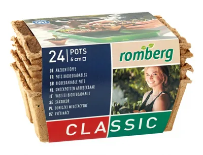 Obrázok produktu pre Kvetináče Romberg CLASSIC 6 cm štvorcové bez rašeliny - balenie 24 kusov