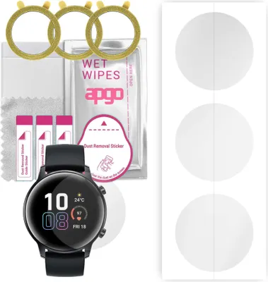 Produktbild von apgo 3 Stück Schutzfolie, klar, kompatibel mit Honor Watch Magic 2 (42mm) Smartwatch, Hydrogel Displayschutzfolie mit Positionierhilfe, Displayfolie, robust und kratzfest