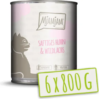 Zdjęcie produktu dla MjAMjAM 4260512871703, Dorosły, Każda rasa, Kurczak, Łososiowy, 800 g, Nie zawiera ziarna
