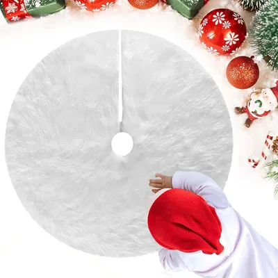 Weihnachtsbaumdecke aus Plüsch, rund, 78 cm, weiß