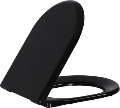Produktbild von Creavit Duroplast WC Sitz Toilettensitz flach Edelstahl Scharniere Absenkautomatik Softclose Schwarz matt