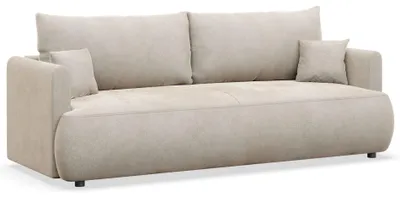 Produktbild von Selsey Ovo Mini – 3-Sitzer Schlafsofa mit Bettkasten, Velours Easy-Clean, creme
