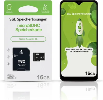 Produktbild von microSD Speicherkarte S&L für Xiaomi Poco M4 5G - Speicherkapazität: 16 GB
