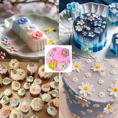 Produktbild von Kleine 3D Blumen Formen aus Silikon für Kuchen und Schokolade