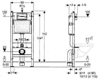 Produktbild von Geberit DUOFIX BASIC 112 cm, SPK UP100 + DELTA 25 Weiß + Schallschutzset