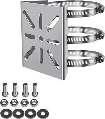 Image de Supports verticaux universels pour caméras de sécurité - Support coudé en acier inoxydable avec 3 sangles réglables