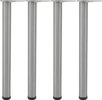 Produktbild von camar Tischfüße verstellbar 1100-1130mm rund, Metall Tischbeine höhenverstellbar, Edelstahl gebürstet 4 Stück