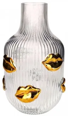 Produktbild von Gift Company Vase LŽAmour Lippen Transpartent Gold (30cm)