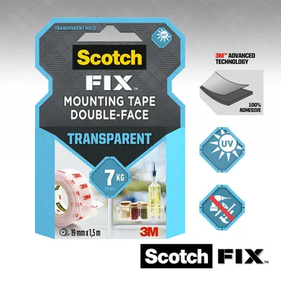 Zdjęcie produktu dla Scotch Fix transp. Doppelseitig- Klebeband 19mmx1,5m
