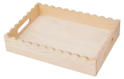 Image de Plateau décoratif en bois avec des poignées