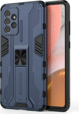 Produktbild von Galaxy A72 Hülle, Dual Layer PC TPU Bumper Stoßfest Ständer Schutzhülle für Samsung Galaxy A72 4G/5G Blau