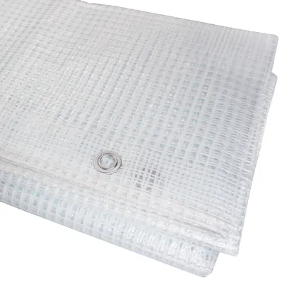 Zdjęcie produktu dla Przezroczysta plandeka, 2 x 6 metrów, wodoodporna, 100 g/m², z oczkami, uniwersalna